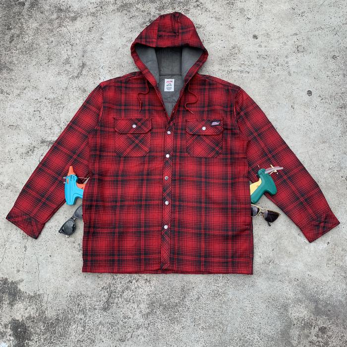Dickies Flannel Hoodie Size XL