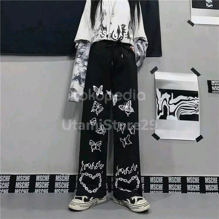 GOTHIC PANTS WIDELEG BUTTERFLY