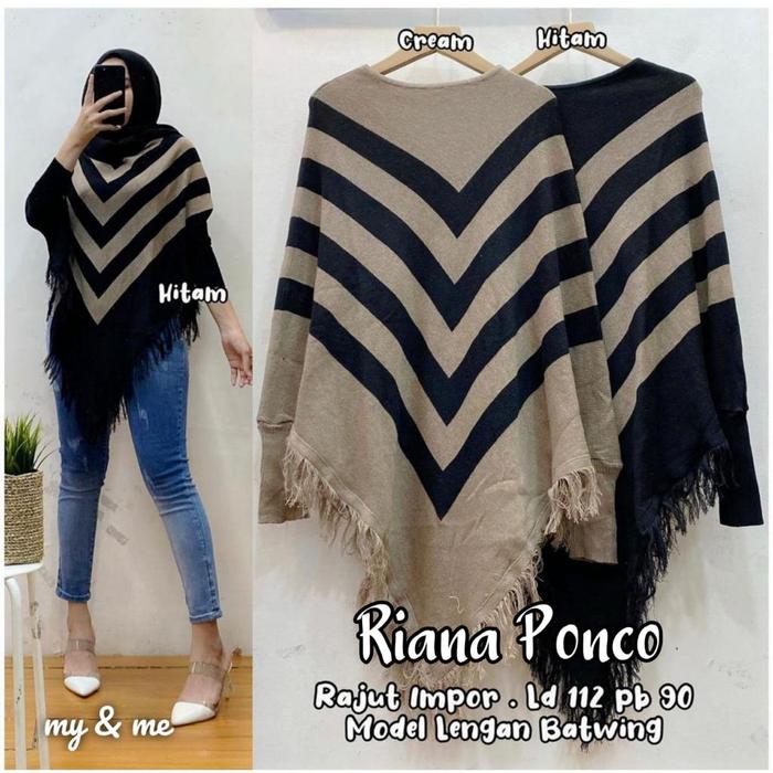 NEW RIANA PONCHO ATASAN WANITA PREMIUM RAJUT KNIT BESTSELLER MODIS