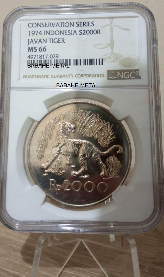 Koin Perak Javan Tiger 1974 Macan - NGC MS 66  - Koin Kuno
