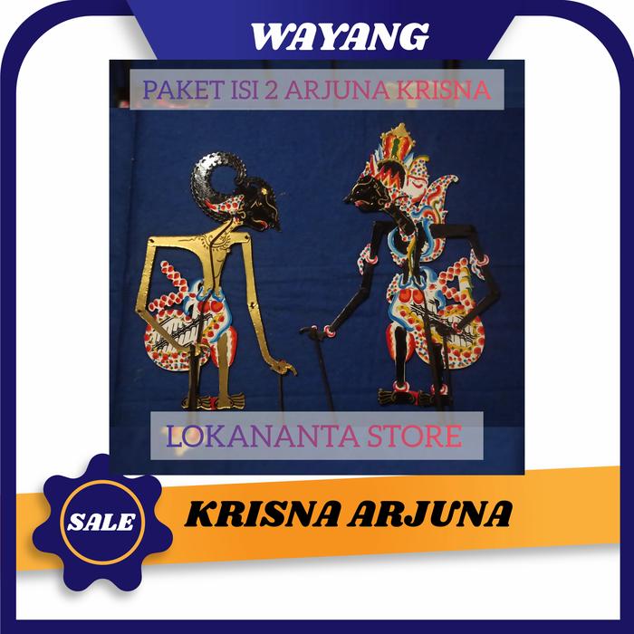 TOKOH WAYANG KULIT ARJUNA DAN KRISNA WAYANG KERTAS DUPLEL