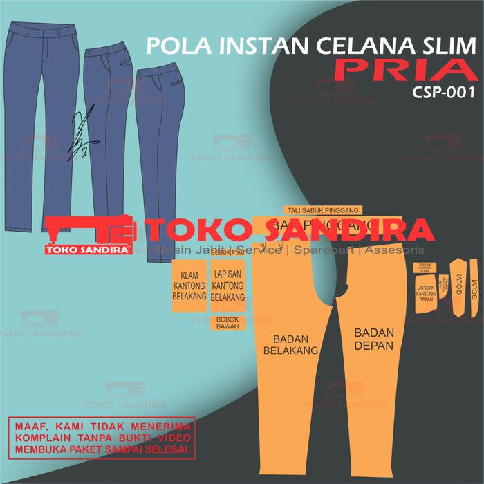 pola celana/pola instan celana slimfit/pola celana pria/pola murah