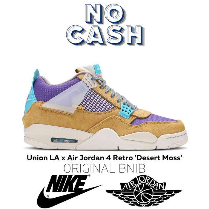 Sepatu Air Jordan Retro 4 x Union ''Dessert Moss'' Original BNIB