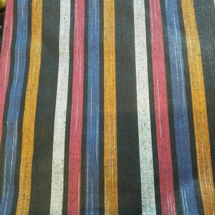 Bahan kain tenun lurik ATBM motif salur pelangi cerah adat jogja solo