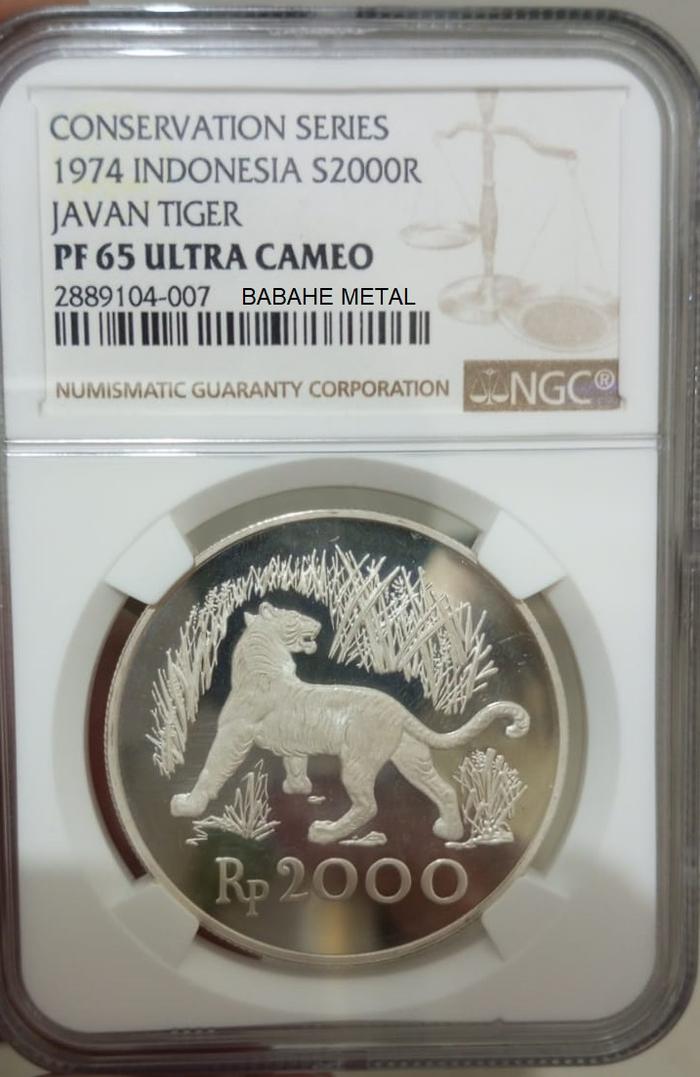 Koin Perak Proof Javan Tiger 1974 Macan - NGC PF 65 Ultra Cameo