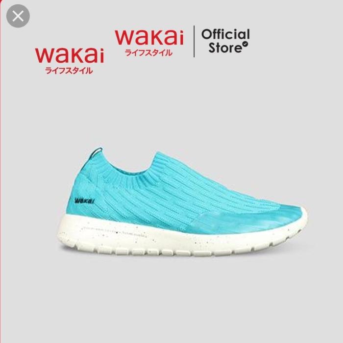 Sepatu slip on pria Wakai Gyou teal/off white original size 42