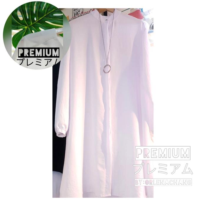 “PREMIUM Shanghai putih wanita long tunik airflow import ISYANA