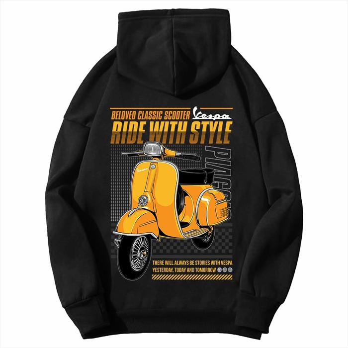 HOODIE FLEECE SUNMORI PRIA WANITA MOTOR VESPA CLASSIC YELLOW