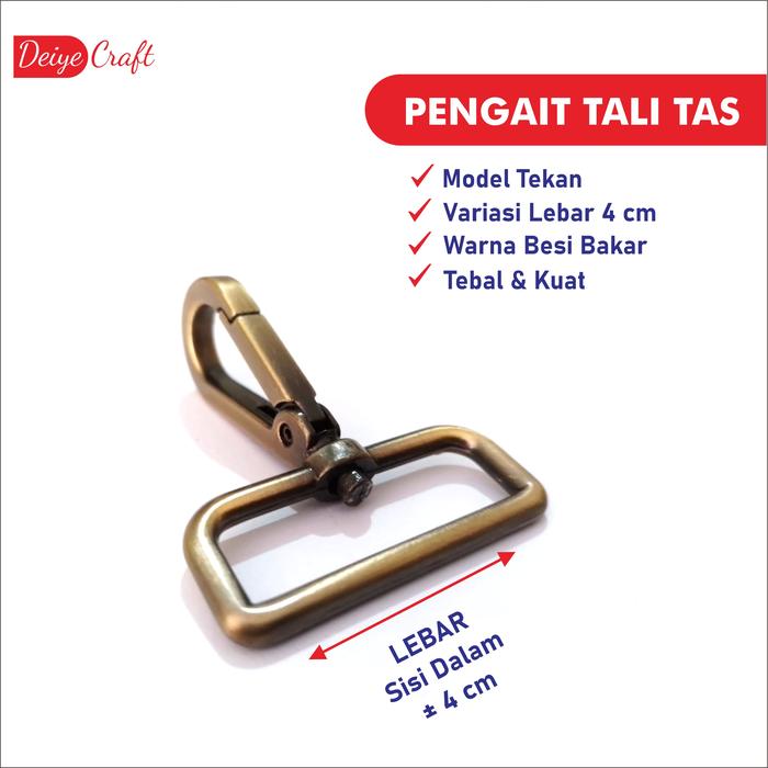 CANTOLAN PENGAIT TALI TAS Lebar 4 cm Besi Bakar (Model Tekan)