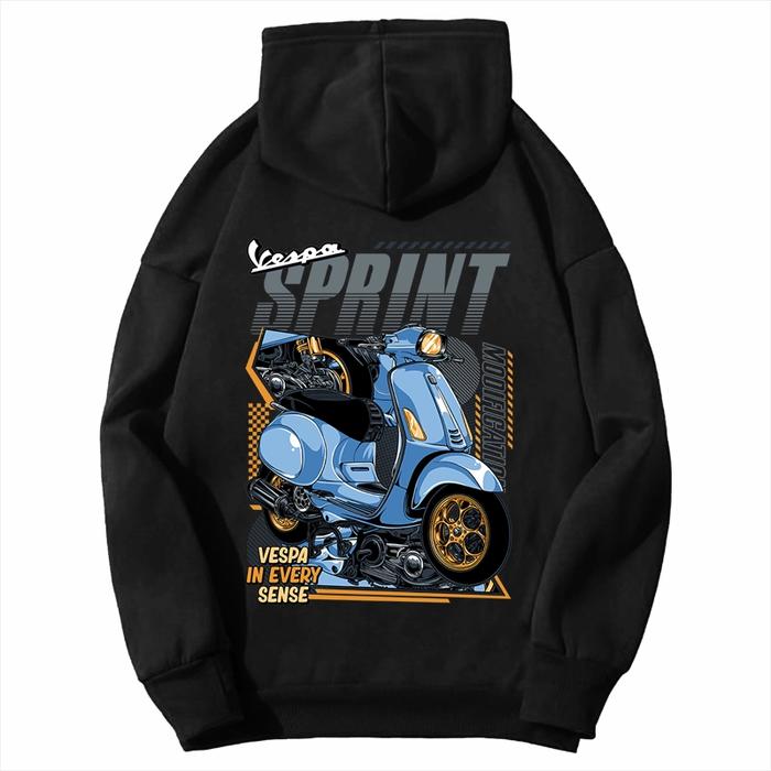 HOODIE FLEECE SUNMORI PRIA WANITA MOTOR VESPA MATIC SPRINT BLUE