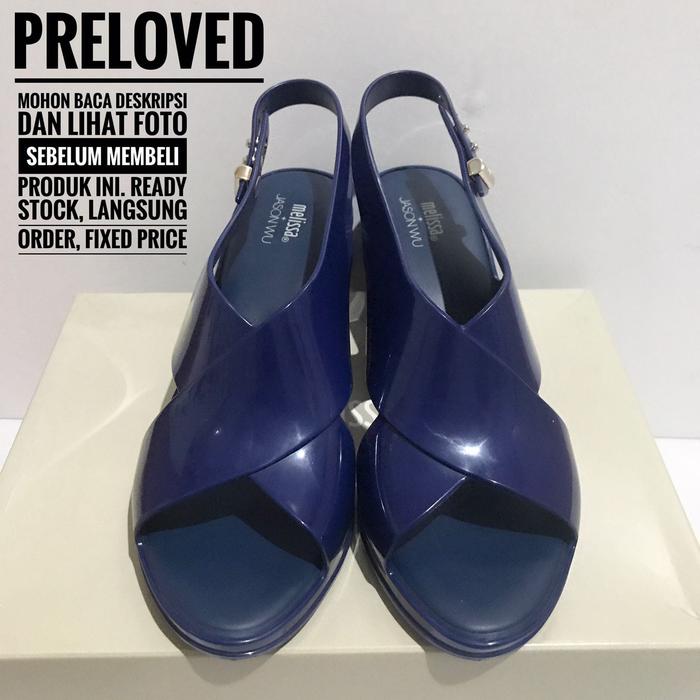 PRELOVED LIKE NEW - ORIGINAL MELISSA JAMIE + JASON WU AD BLUE NAVY 39 HEELS SEPATU HAK TINGGI CHUNKY
