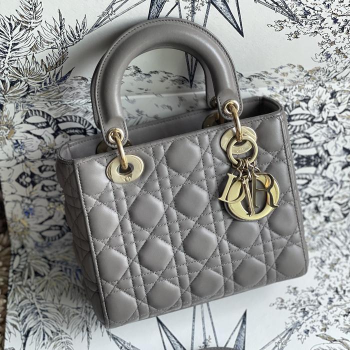 Original - Like New Lady Dior Small ABC Grey 2020 Sling Bag Christian