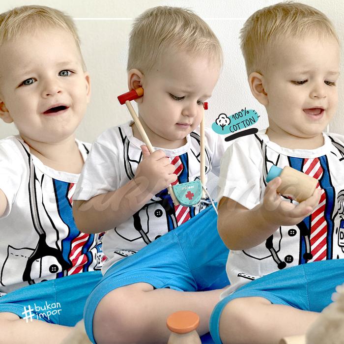 Ermon Baby - Setelan Anak Laki Laki Perempuan Baju Anak Cowok Cewek Lucu Karakter Seragam Dokter + C