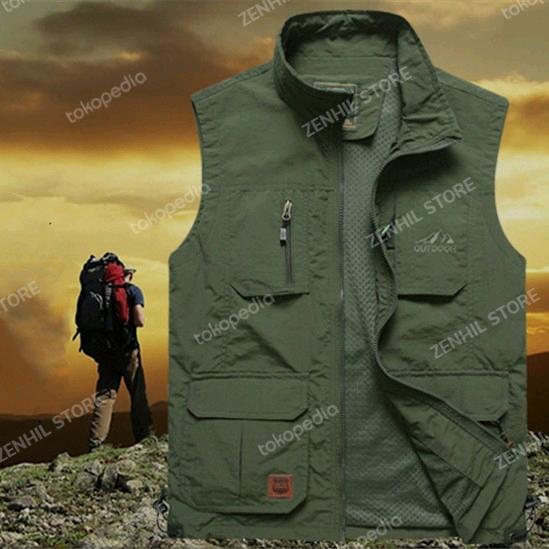 Jaket rompi pria waterproof / rompi hiking & camping / rompi jeep ori