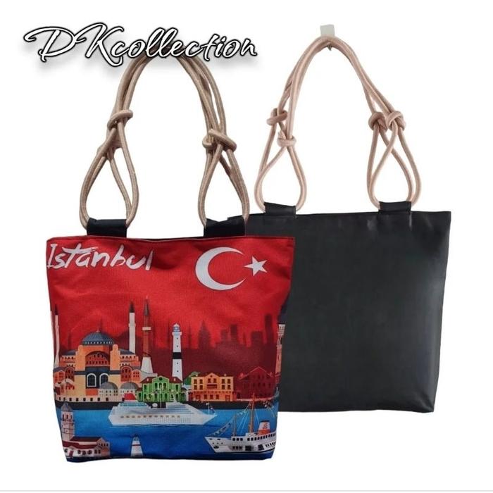 tas turkey souvenir tas istambul tote bag turki tas mercandise turki Kanvas Wanita Totebag
