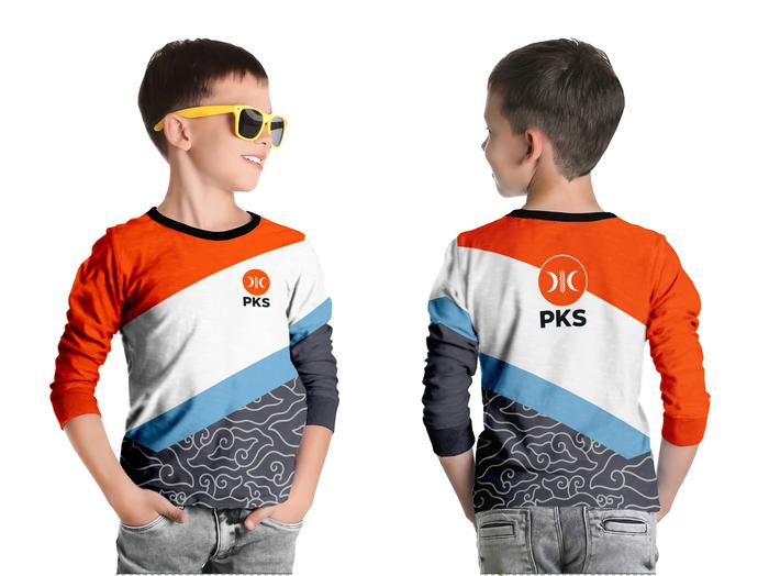 JS - Kaos Anak Lengan Panjang Desain Partai PKS Terbaru Fullprint