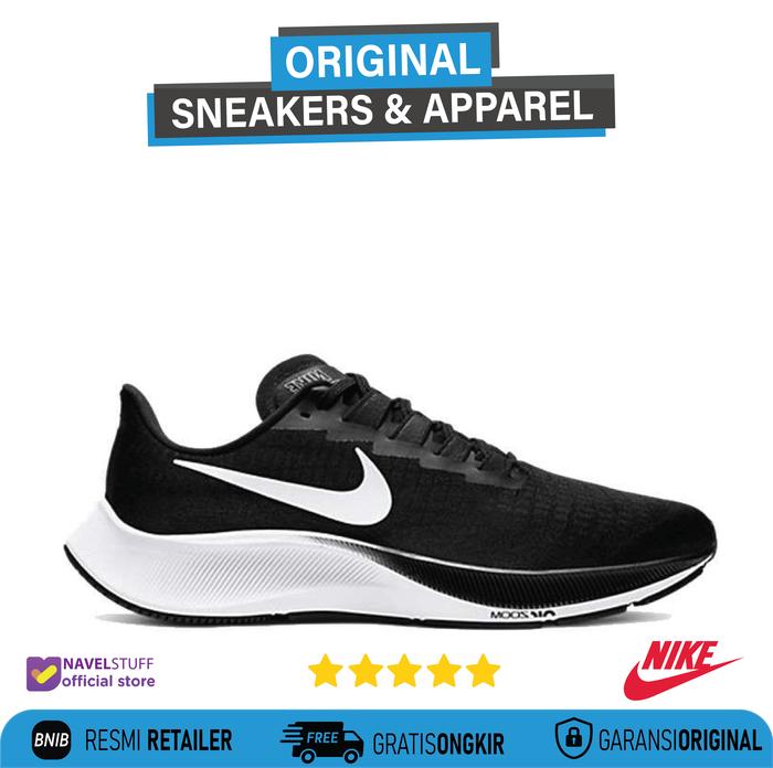 NIKE Air Zoom Pegasus 37 Black White Original Resmi BNIB
