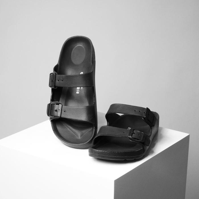 Sandal Selop Unisex Sendal Slippers Ribsgold Walker Black Premium