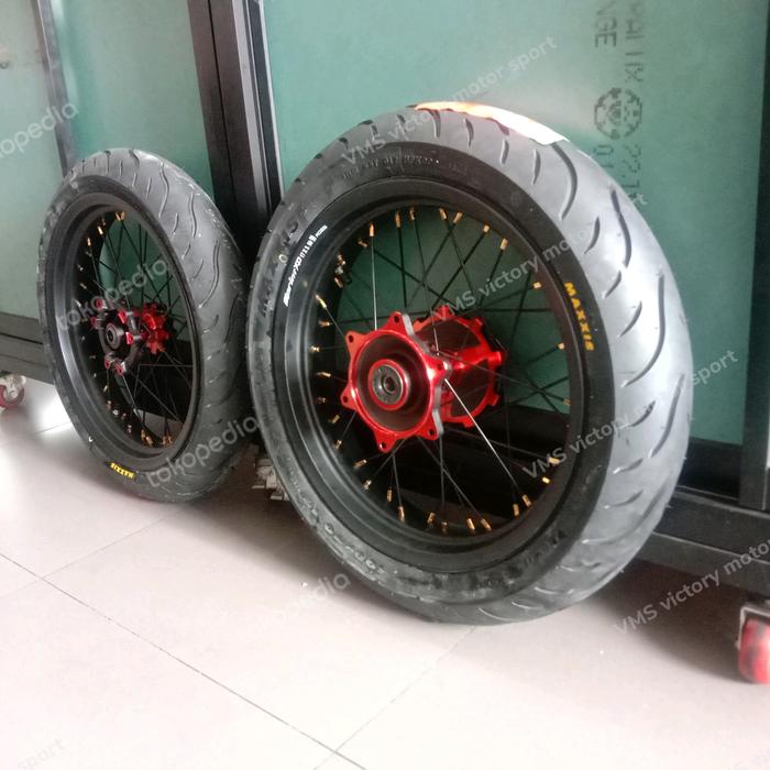 velg Supermoto CRF klx wr 155 Motorcycleplus ban maxxis 120/70 140/70 velg sprint xd