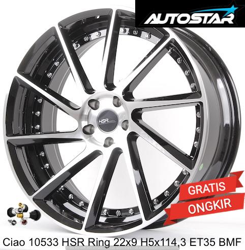 VELG RING 22 MOBIL CRV ALPHARD,HSR CIAO 10533 R22 BLACK MACHINE FACE