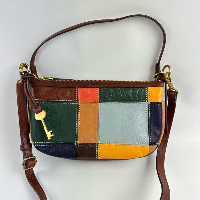 Jolie Baguette Crossbody Brown Patchwork