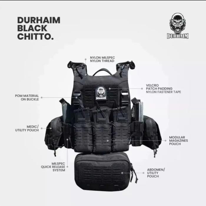 (ORIGINAL) Body Vest Black, Green & King Chito Durhaim | Rompi Durhaim
