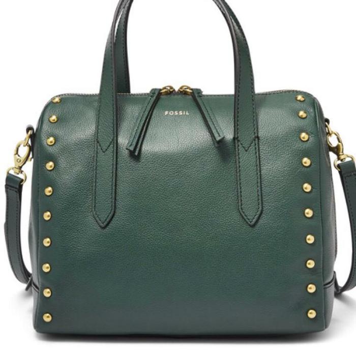 tasFossil sydney satchel green spruce studded