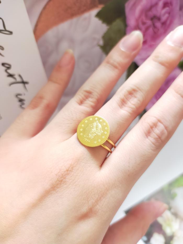 Cincin Koin Elizabeth dolar Cincin Ayu csw cincin emas asli kadar muda