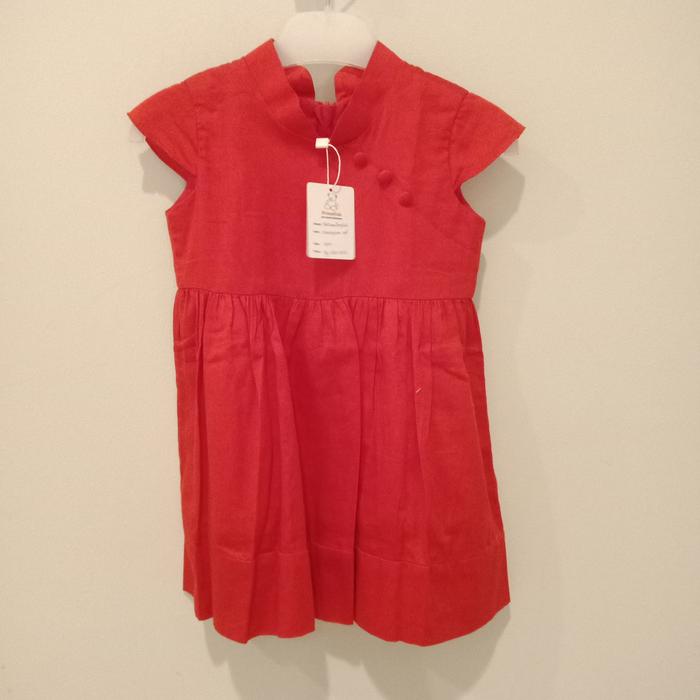 Preloved dress anak cheongsam red Autumm English 3years