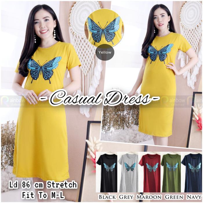 Casual Dress Wanita Midi Baju Terusan Kaos Selutut Daster Homedress
