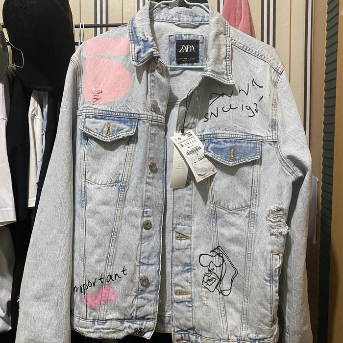 Jaket jeans zara man graffiti jacket preloved bnwt new