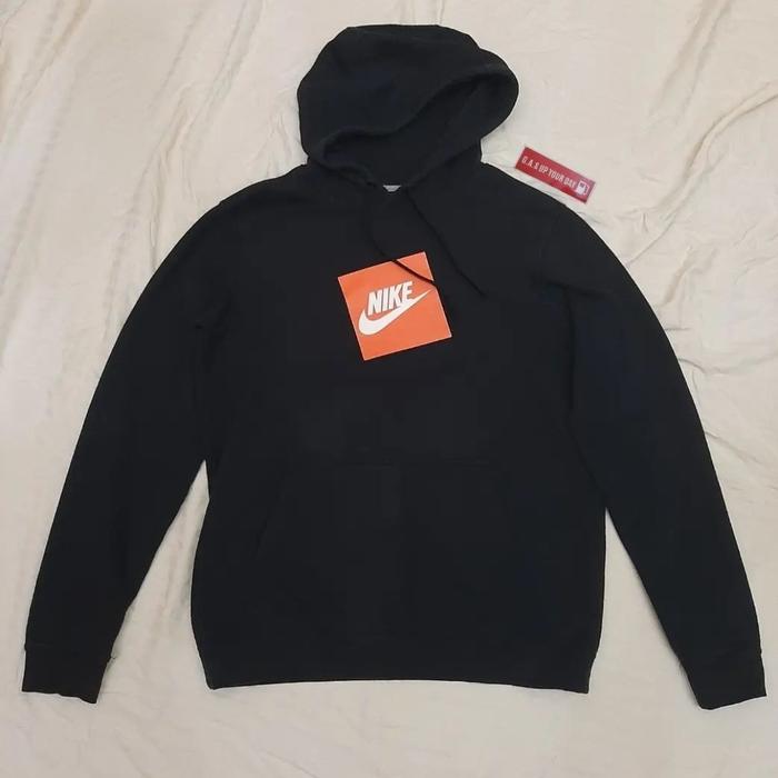 NIKE ORANGE BOX LOGO HOODIE • BLACK