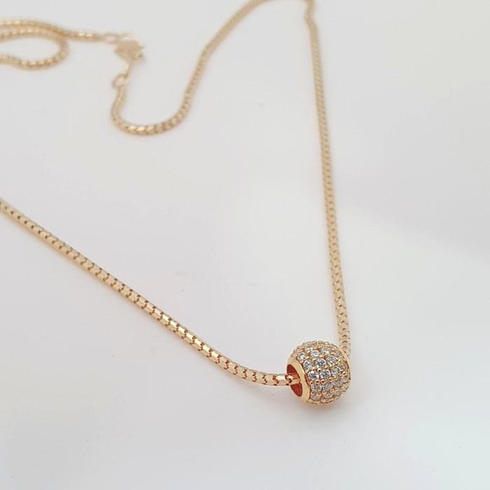 kalung milano + liontin bola emas asli kadar 375 | gold 500
