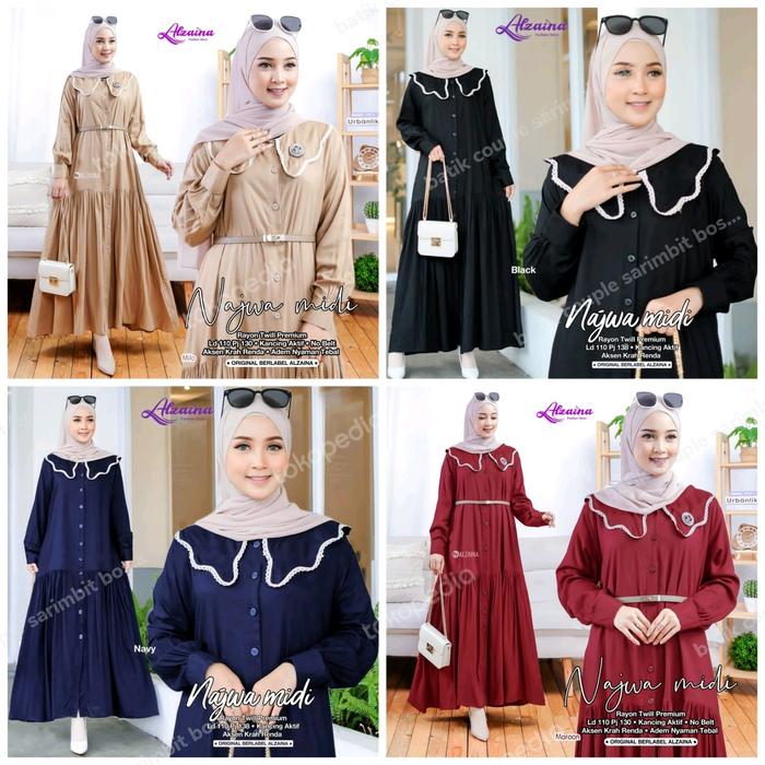 baju gamis wanita najwa maxy gamis muslim gamis lebaran terbaru