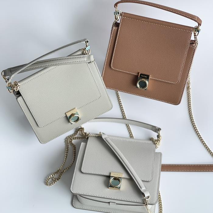 Original - Polene Sept Mini Olive Chalk Camel Sling Bag Top Handle