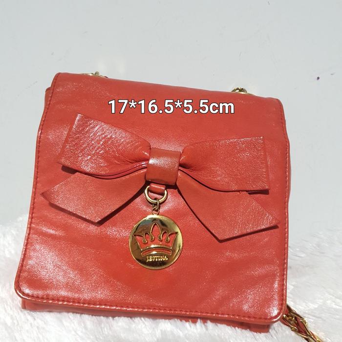 Tas sling rantai kulit mini J.estina Jestina Oranye cantik