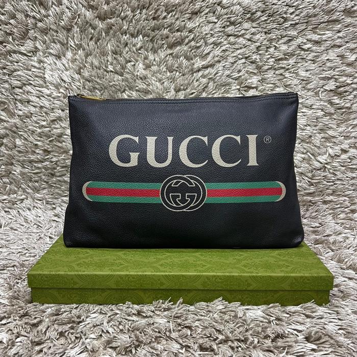 Gucci Logo Black Clutch Authentic Original 100%