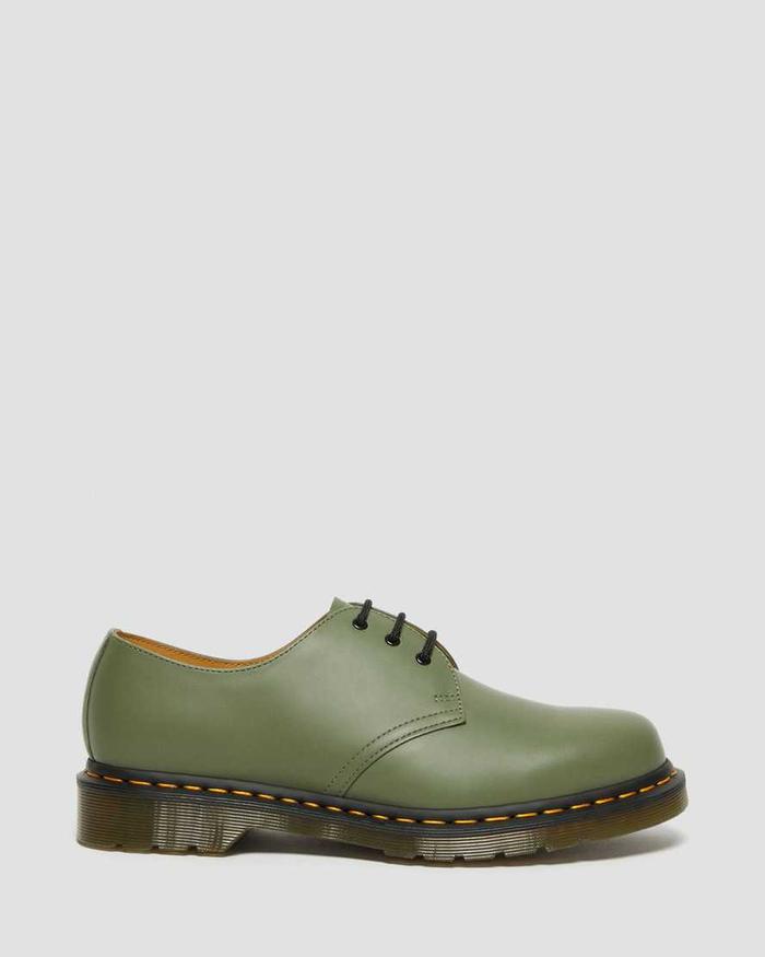 DR MARTENS 1461 Green Khaki Smooth Leather ORIGINAL 100%