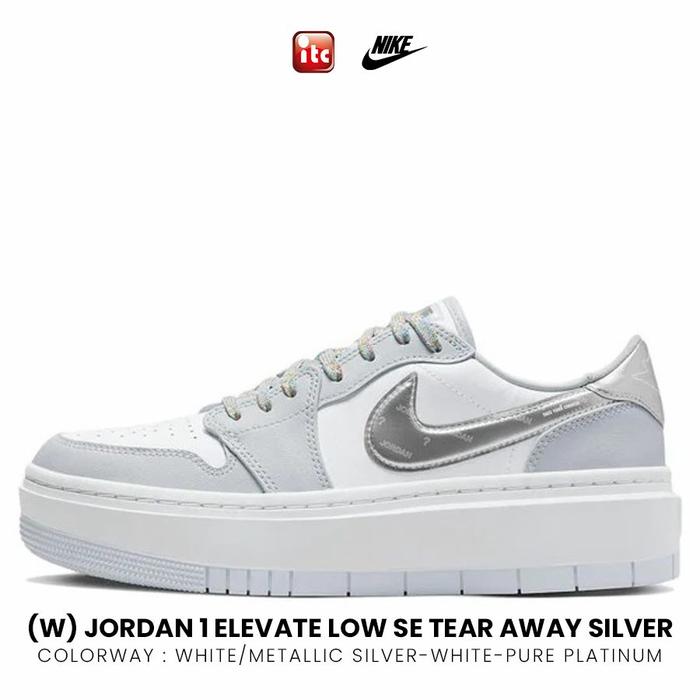 (W) Jordan 1 Elevate Low SE Tear Away Silver 100% Authentic