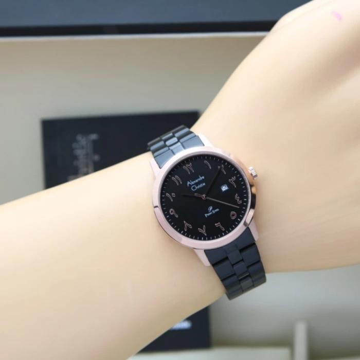 jam tangan wanita original ALEXANDRE CHRISTIE AC1024LD ROSEGOLD BLACK