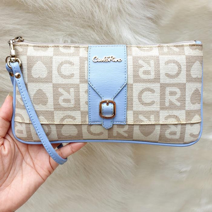 Carlo Rino Dompet Pouch Clutch Pvc mix Kulit Asli Wanita Second