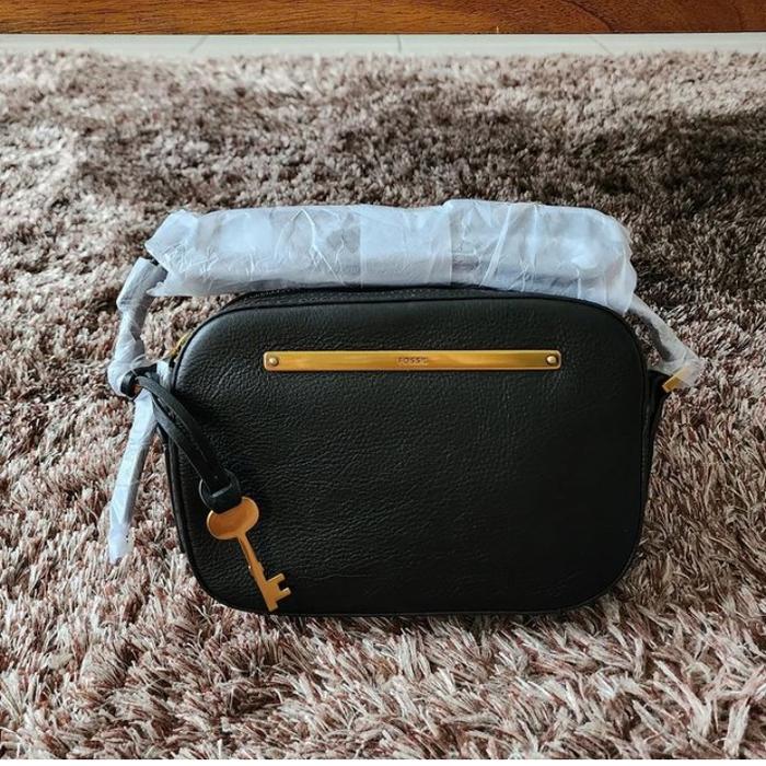 Tas Original Fossil Liza Camera Bag Black Leather
