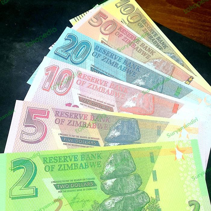 Set Uang Dollar Zimbabwe Bond note Souvenir Replika (2019~)