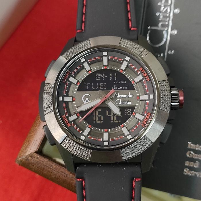 Jam Pria Dual Time ORIGINAL Alexandre Christie ACF 9374 MH All Steel