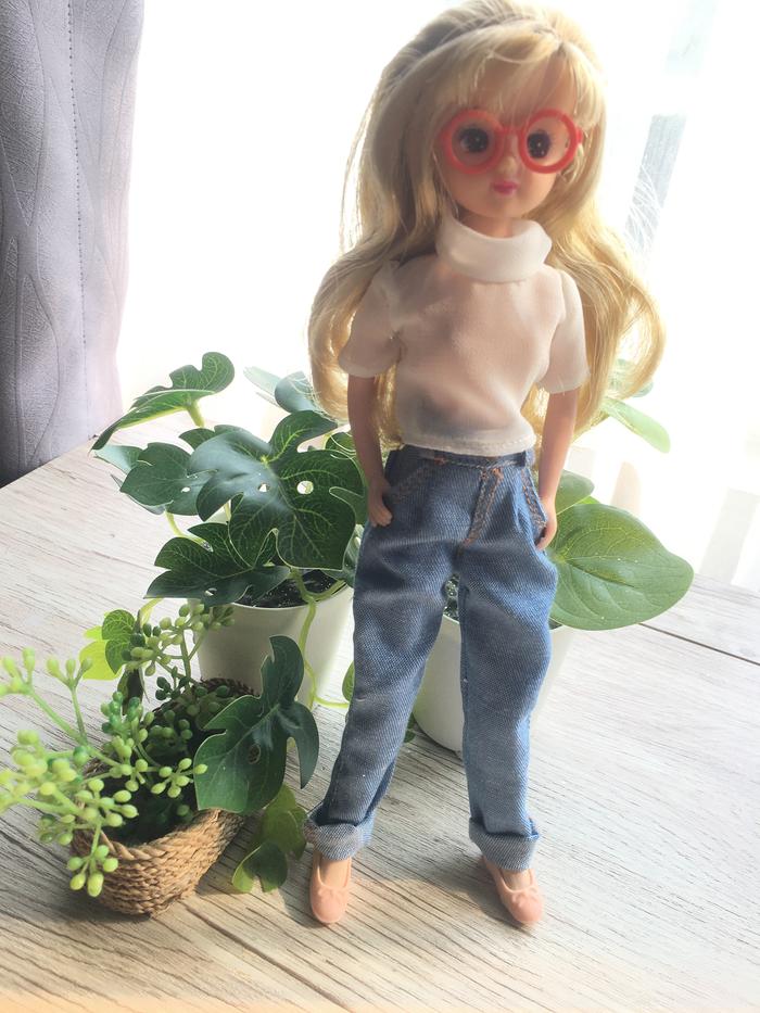 Jeans Baggy Licca/Blythe doll/denim pants/handmade/sewing dreams