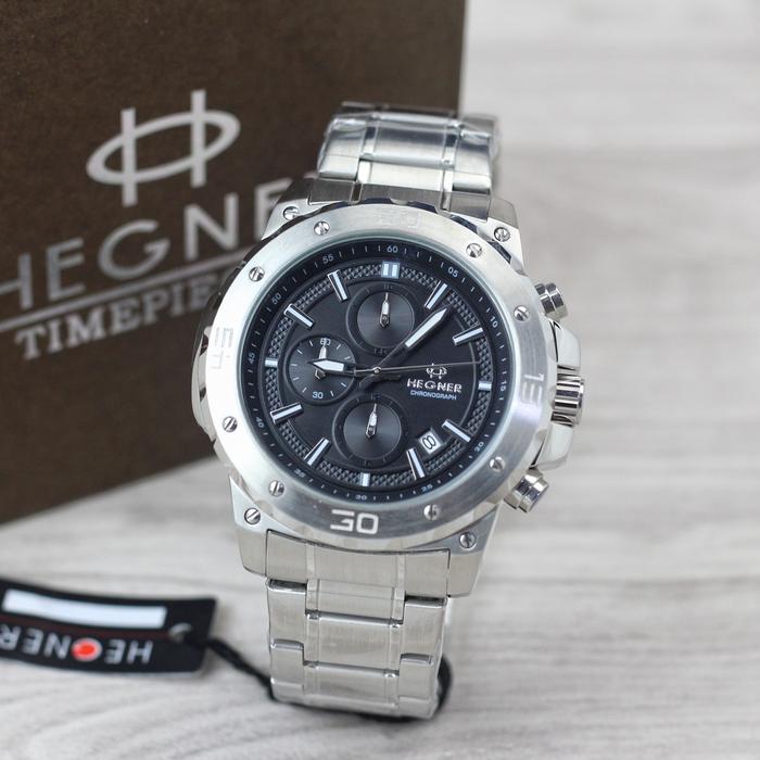 Jam tangan Pria Hegner 1684 tali stainless chrono aktif original