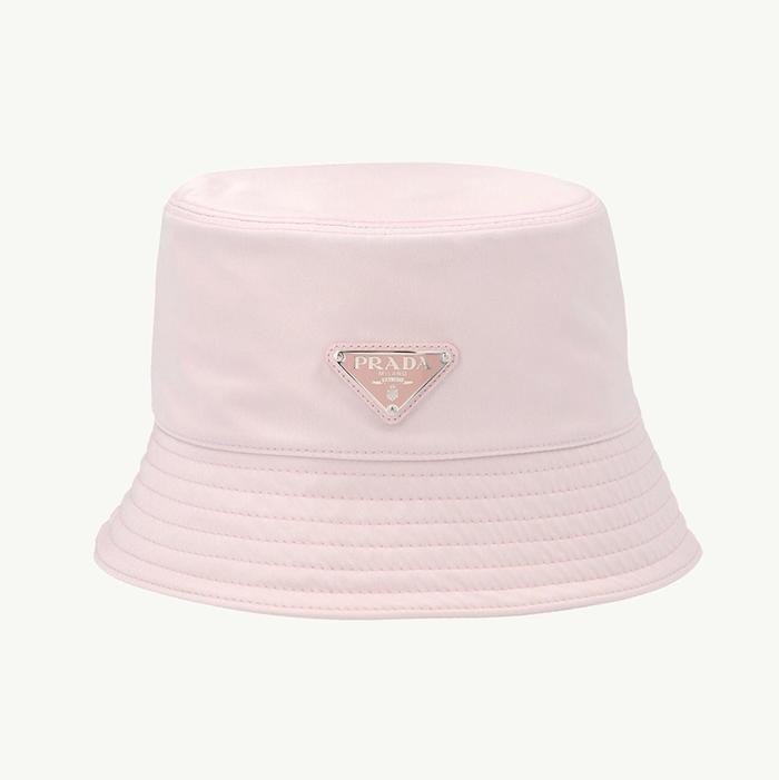 Prada Triangle Logo Bucket Hat in Alabaster Pink Re-Nylon