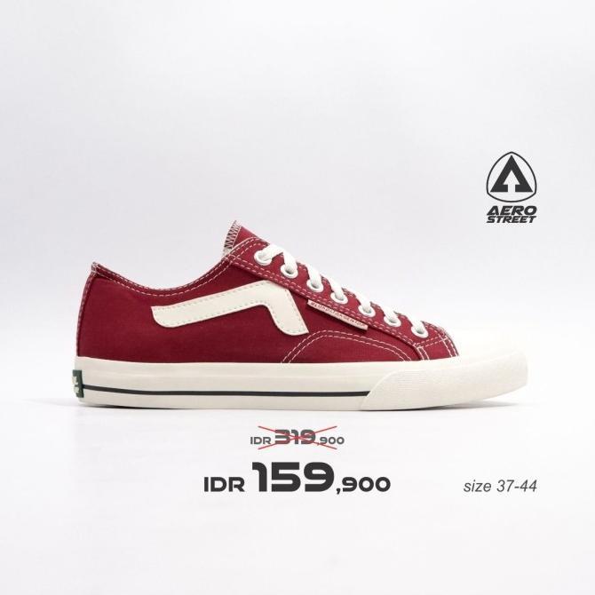 Aerostreet 37-44 Jhosse Low Maroon - Sepatu Sneakers Casual Pria