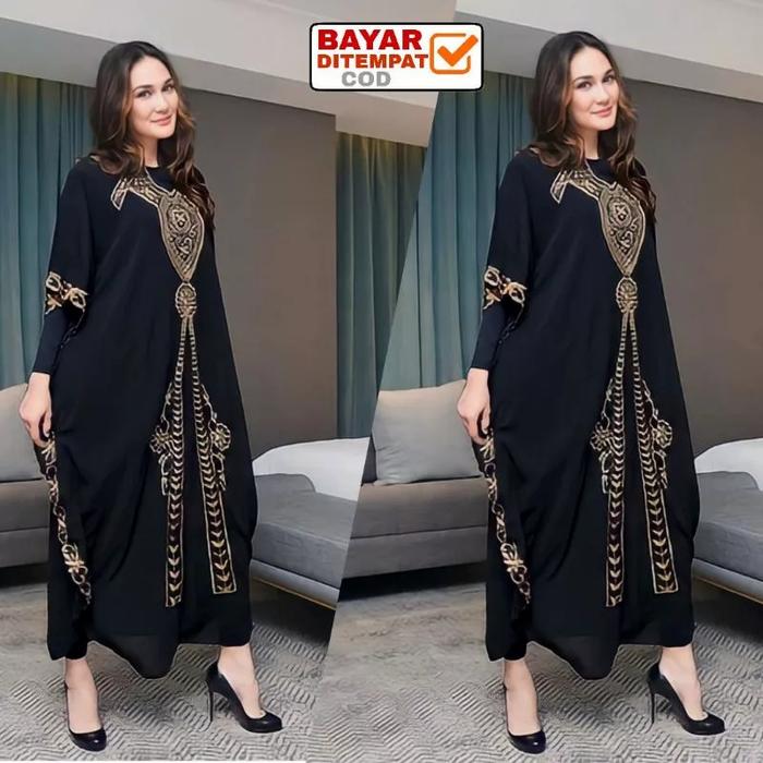 JUMBO KAFTAN CERUTTY BABYDOLL LUNA MAYA BORDIR MEWAH LD 120-140 +INNER MANSET GAMIS