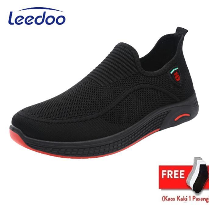 Leedoo Sepatu Slip On pria Sport Sneakers Casual Running Import